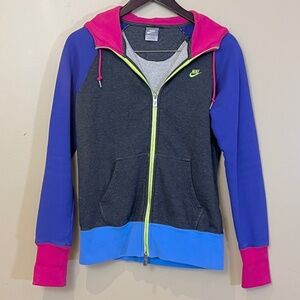 Nike Full Zip Hooded Color Block Hoodie Jacket - Women's Size M - Gray Pink